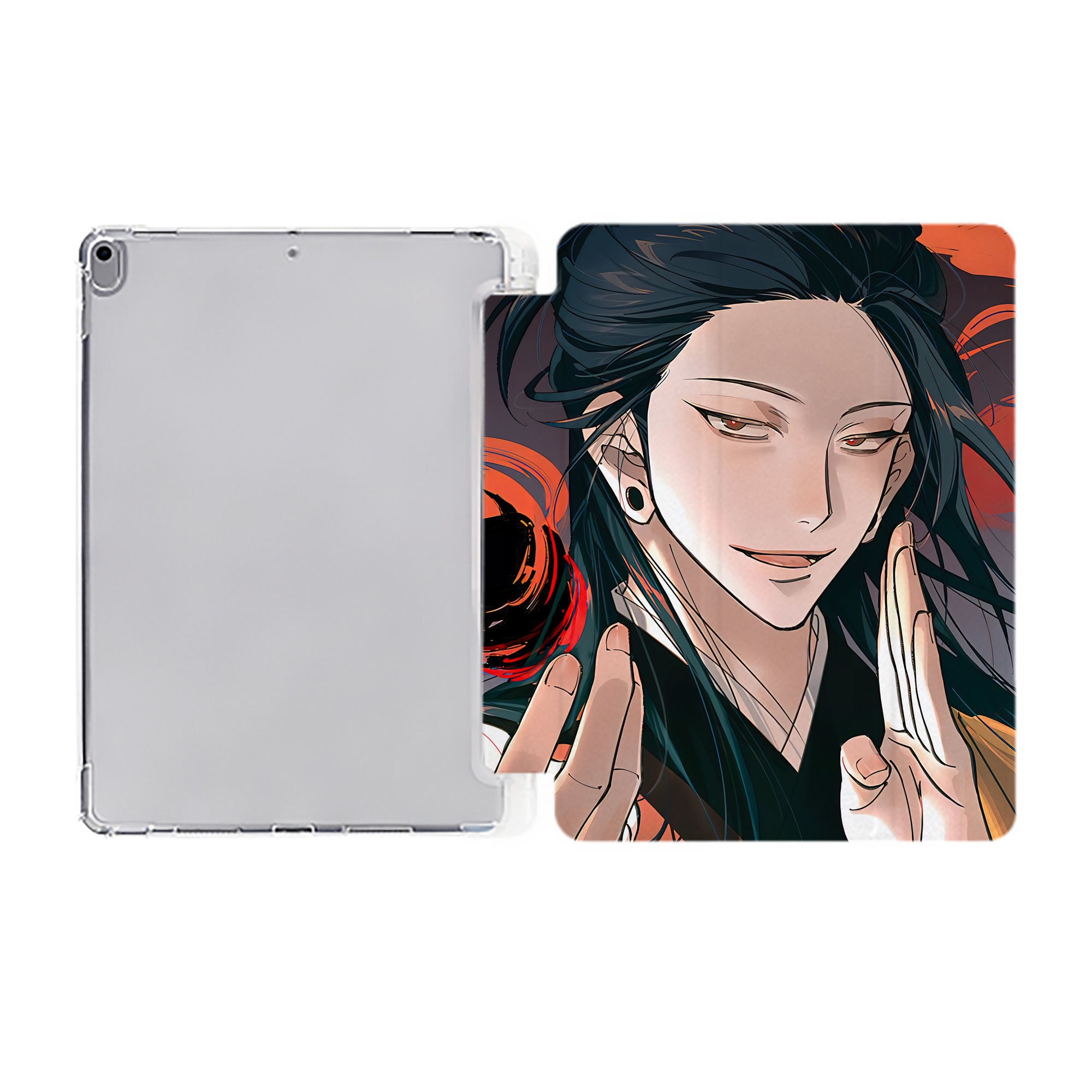（画像用） 呪術廻戦 Jujutsu Kaisen IPad ケース ペン収納付き 三つ折りスタンド PUレザー×シリコン 対応機種9.5/10.5/10.9インチ